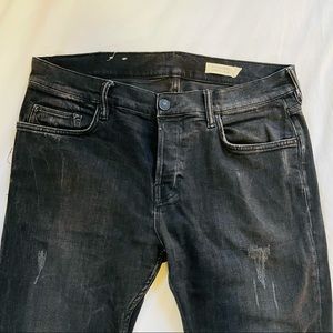 Allsaints Men’s Distressed Black Cigarette Jeans